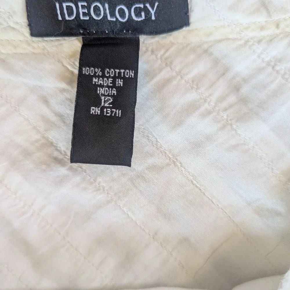 Ideology White Diagonal Fringe Skirt, US 12 - Picture 3 of 4